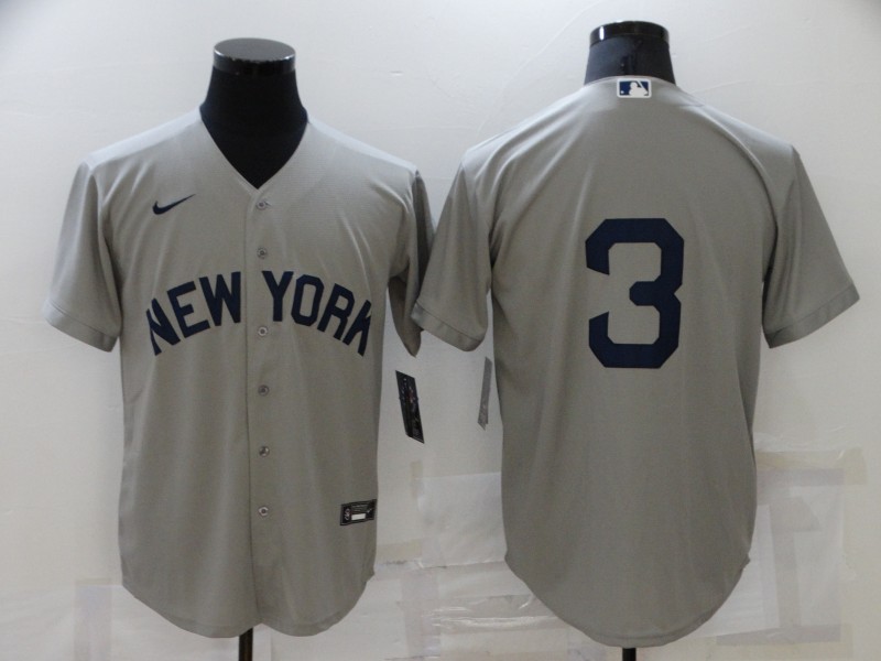 Men New York Yankees #3 No Name Grey Game 2021 Nike MLB Jersey